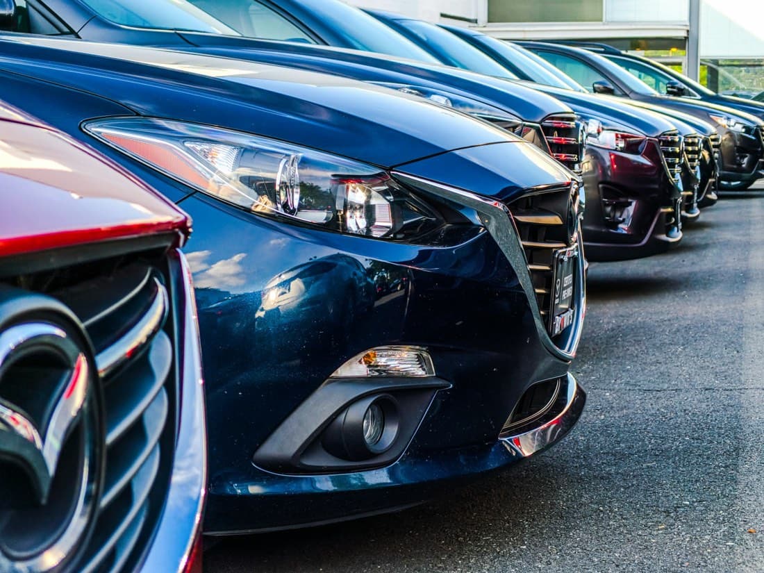 A line-up of commercial fleet vehicles