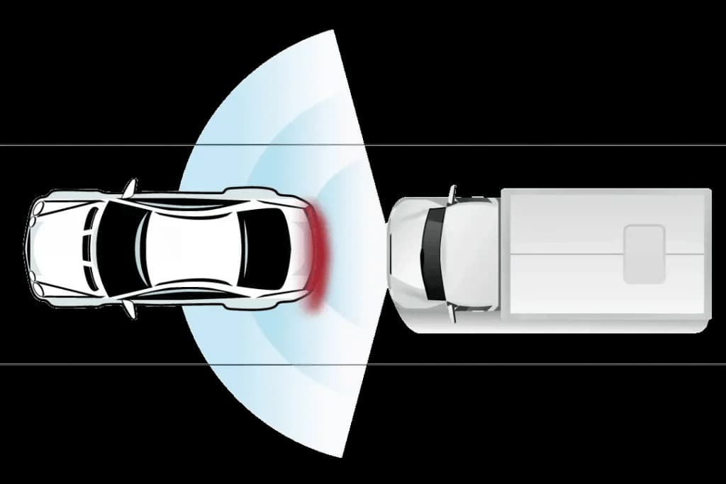 Diagram of a following-too-close headway warning