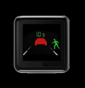 In-cab event monitor showing a following-distance alert